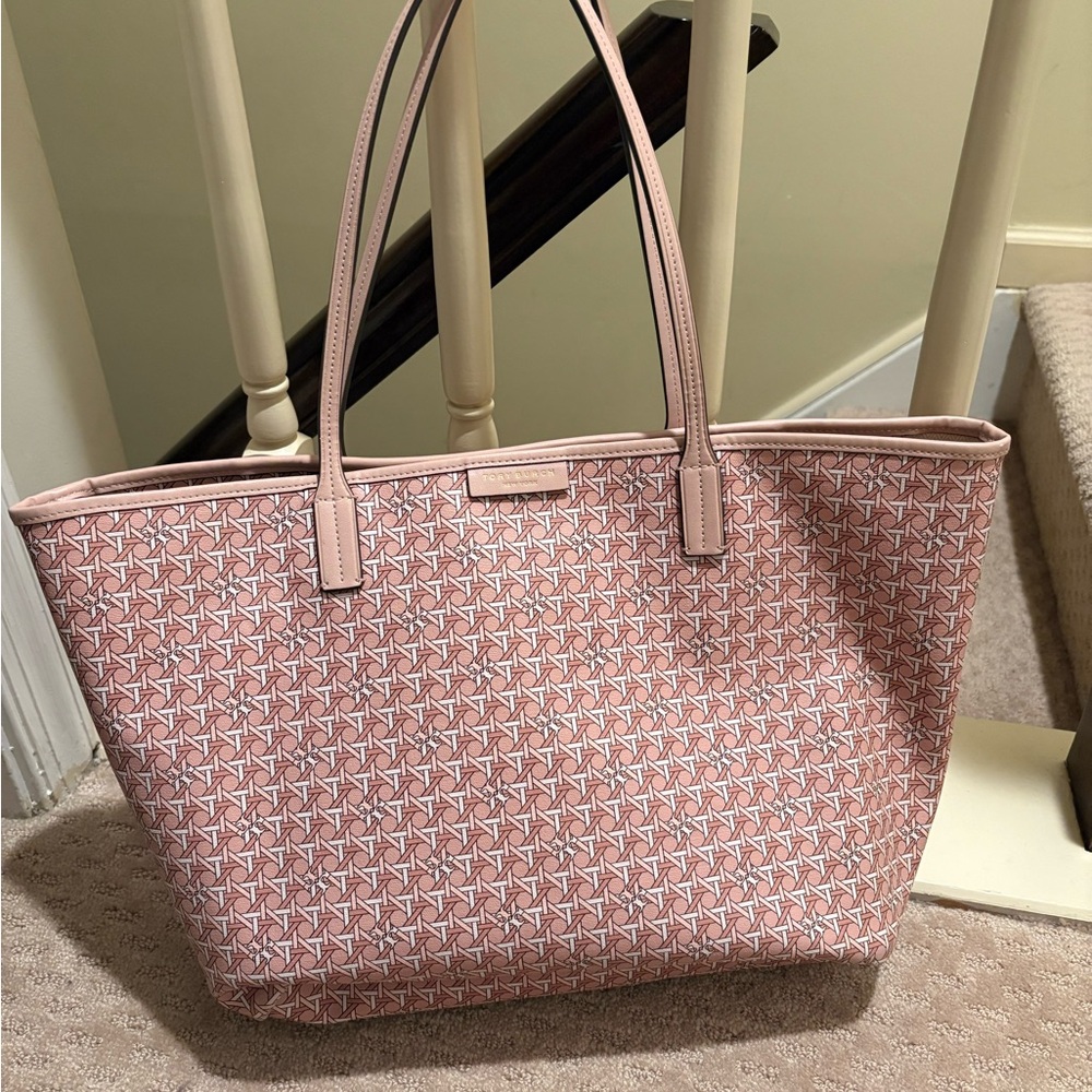 Tory Burch Pink Textured Tote Bag